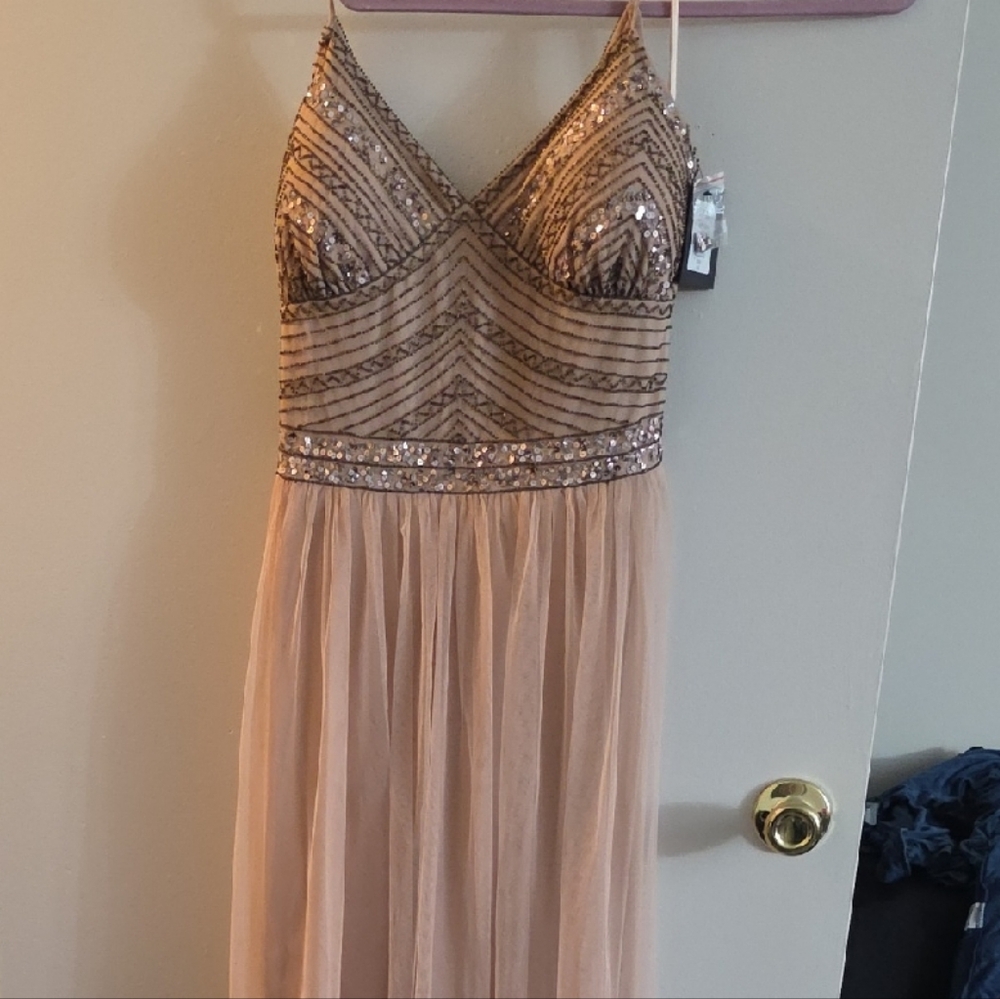 MARINA Beaded Maxi Dress in Cream and Silver